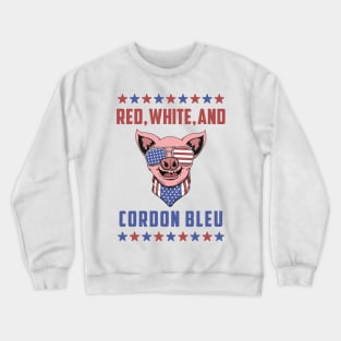 Funny 4th of July Pig: Red, White, and Cordon Blue Crewneck Sweatshirt